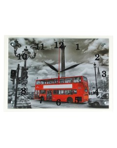 Часы настенные серия Город Красный автобус 25х35 см Сюжет