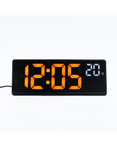 Часы электронные настольные с будильником термометром 2 ААА желтые цифры 17 5 х 6 8 см Nobrand