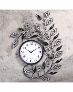 Часы настенные серия Ажур Веточка с лепестками плавный ход 70 х 50 см d 22 см Quartz