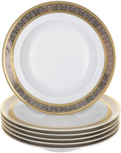 Тарелка глубокая 22 см Opal декор Широкий кант платина золото набор 6 шт Thun