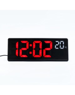 Часы электронные настольные с будильником термометром 2 ААА красные цифры 17 5 х 6 8 с Nobrand