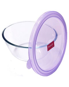 Миска стеклянная с пластиковой крышкой 6527 Фиолетовый Fissman