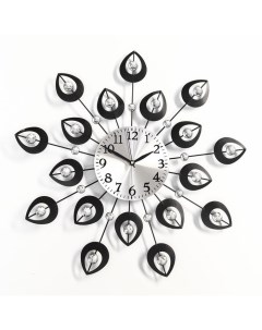 Часы настенные серия Ажур Чёрные лепестки плавный ход d 15 см 47 х 47 см Sima-land