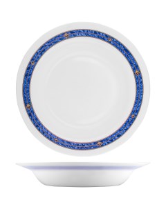 Блюдо Астрал круглое глубокое 291х291х68мм стекло белый синий Bormioli rocco