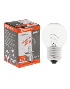 Лампа накаливания TDM Шар прозрачный 60 Вт Е27 Nobrand