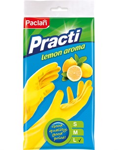 Перчатки резиновые с ароматом лимона р L желтые 1 пара Paclan