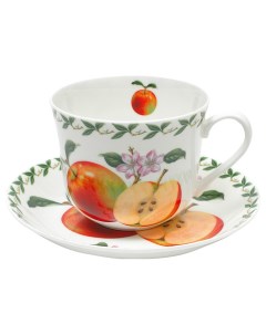 Чашка с блюдцем Фруктовый сад Яблоко 53974 Белый зеленый красный Maxwell & williams