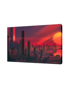 Картина на холсте на стену Мегаполис на закате 30х40 см Сити бланк