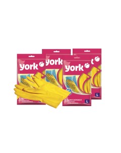 Перчатки резиновые р L набор из 4 штук York