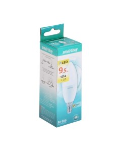 Лампа светодиодная Е14 C37 9 5 Вт 3000 К теплый белый свет Smartbuy