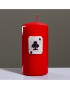 Свеча цилиндр Покер 6x11 5 см красный Trend decor candle