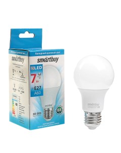 Лампа светодиодная E27 А60 7 Вт 6000 К холодный белый свет Smartbuy
