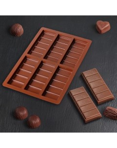 Форма для шоколада Плитка 26x17x1 5 см 6 ячеек 11 3x4 4 см цвет шоколадный Nobrand