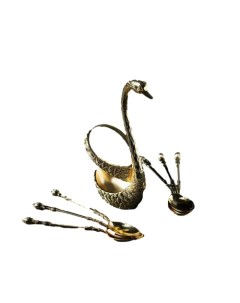 Набор ложек на подставке Золотой лебедь 7 5x5x14 см цвет золотой Magistro