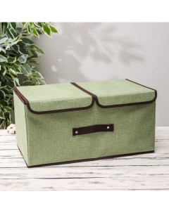 Короб стеллажный для хранения с двойной крышкой Тэри 50 30 25 см цвет зелёный Sima-land