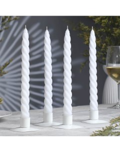 Набор свечей витых 2 3х 24 5 см 5 ч 50 г 4 штуки белый Омский свечной