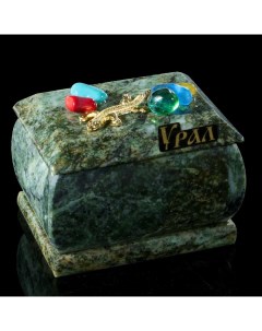Шкатулка Урал прямоугольная змеевик с декоративным камнем 7 5х5 5х5 5 см Sima-land