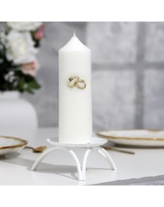 Свеча цилиндр свадебная Обручальные кольца 5х15 5 см белая домашний очаг ручная рабо Мастерская «свечной двор»