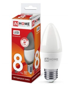 Лампа светодиодная HOME E27 8W 6500K Свеча арт 702881 10 шт Asd