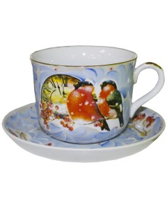 Чашка чайная с блюдцем Ностальгия Иней 450 мл Дулевский фарфор