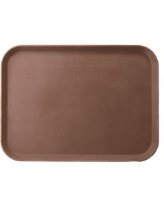 Поднос прорезиненный прямоугольный 355х255х30мм пластик коричневый Prohotel
