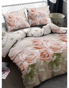 Комплект постельного белья 2 спальный микрофибра Цветы Розы 2 наволочки 70х70 Amore mio