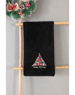 Полотенце с Вышивкой Рождество 50x90 Happy Holidays Черный Arya