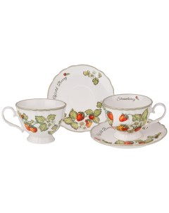 Чайный набор на 2 персоны 4 предмета Strawberry чашки 270мл фарфор 85 1898_ Lefard
