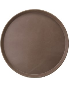Поднос прорезиненный круглый 355х355х25мм пластик коричневый Prohotel