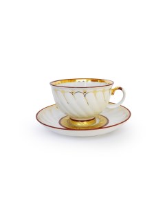 Чашка чайная с блюдцем Голубая роза Золотое кольцо 350 мл Дулевский фарфор