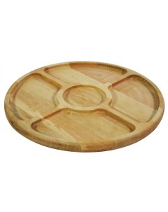 Блюдо сервировочное деревянное круглое пятисекционное менажница бук 29 см Azime