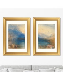 Набор из 2 х репродукций картин в раме The Lake of Zug 1842г Размер каждой 50 5х70 5см Картины в квартиру