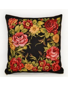 Наволочка Декоративная Гобеленовая 32х32 Когда розы цветут на темн Студия текстильного дизайна