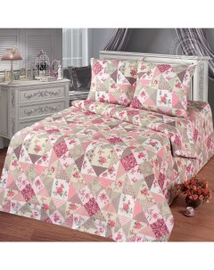 Комплект постельного белья Лоскутная мозаика розовая 104 2 спальный Арт-дизайн