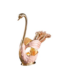 Набор ложек на подставке Swan 7 5 4 5 15 см 6 шт цвет розовый Magistro