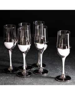 Набор бокалов для шампанского Поло 200 мл 6 шт цвет серебряный Гусь хрустальный