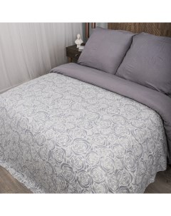 Плед для дивана на кровать флисовый теплый 130х170 см для детей Роза серый Отк
