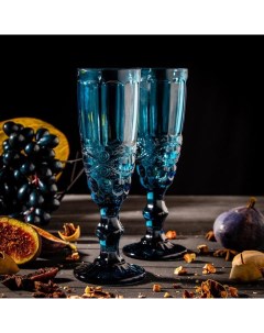 Набор бокалов для шампанского Ла Манш 160 мл 7x20 см 2 шт цвет синий Magistro