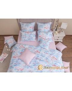 Комплект постельного белья Фламинго розовый Дуэт семейный 76214 Хлопковый край
