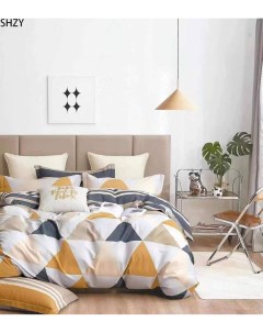 Комплект постельного белья House на резинке Евро Поплин наволочки 50х70 70x70 Mency