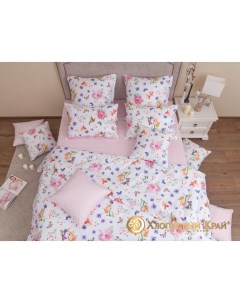 Комплект постельного белья Бали розовый Дуэт семейный Хлопковый край