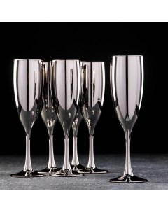 Набор бокалов для шампанского Серебро 170 мл 6 шт цвет серебряный Gidglass