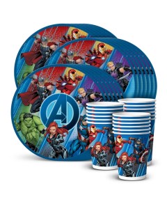 Набор одноразовой посуды Marvel синий тарелки 18 см стаканы по 18 шт Nd play