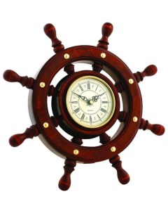 Настенные часы Штурвал из массива дерева 38 см Уральский сувенир