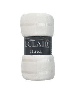 Плед Страйп 200 х 220 см фланелевый молочный Eclair