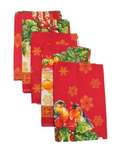 Набор кухонных полотенец из рогожки Рождество 50х70 5 шт Арт-дизайн