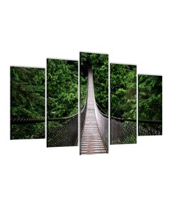 Модульная картина на холсте Мост в еловом лесу 80х140 см Добродаров