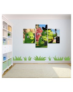 Картины Модульная картина в детскую Angry Birds 120х80 Красотища