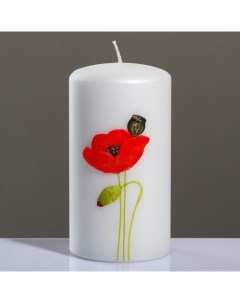 Свеча цилиндр Маки 8x15 см жемчужный белый Trend decor candle