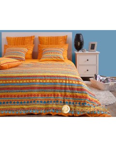Комплект постельного белья Танзания оранж Дуэт семейный 45487 Хлопковый край